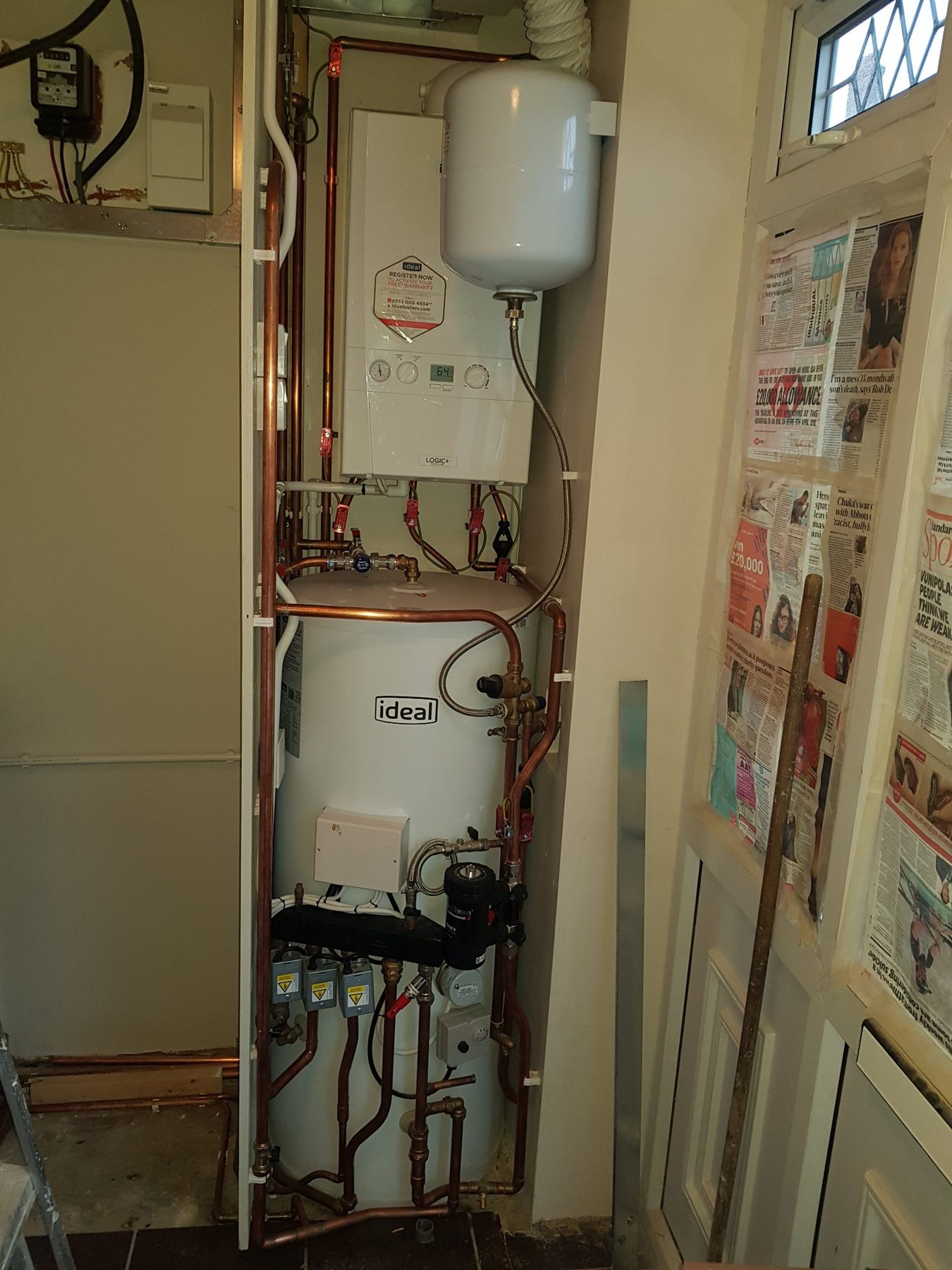 Boiler, hot water cylinder and heating controls installation