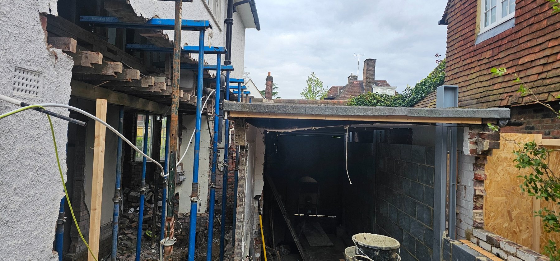 Temporary support and structural opening during alterations
